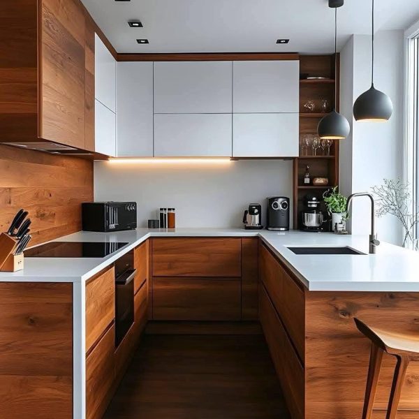 مطبخ أبيض* خشبي