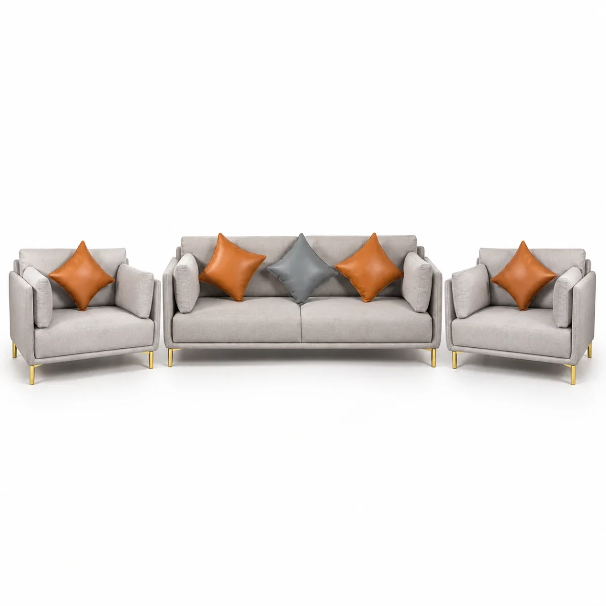elegant-modern-living-room-sofa-set طقم أستقبال مكتب عصري أنيق يتكون من كنبة وكراسي بتصميم مريح وخامات فاخرة