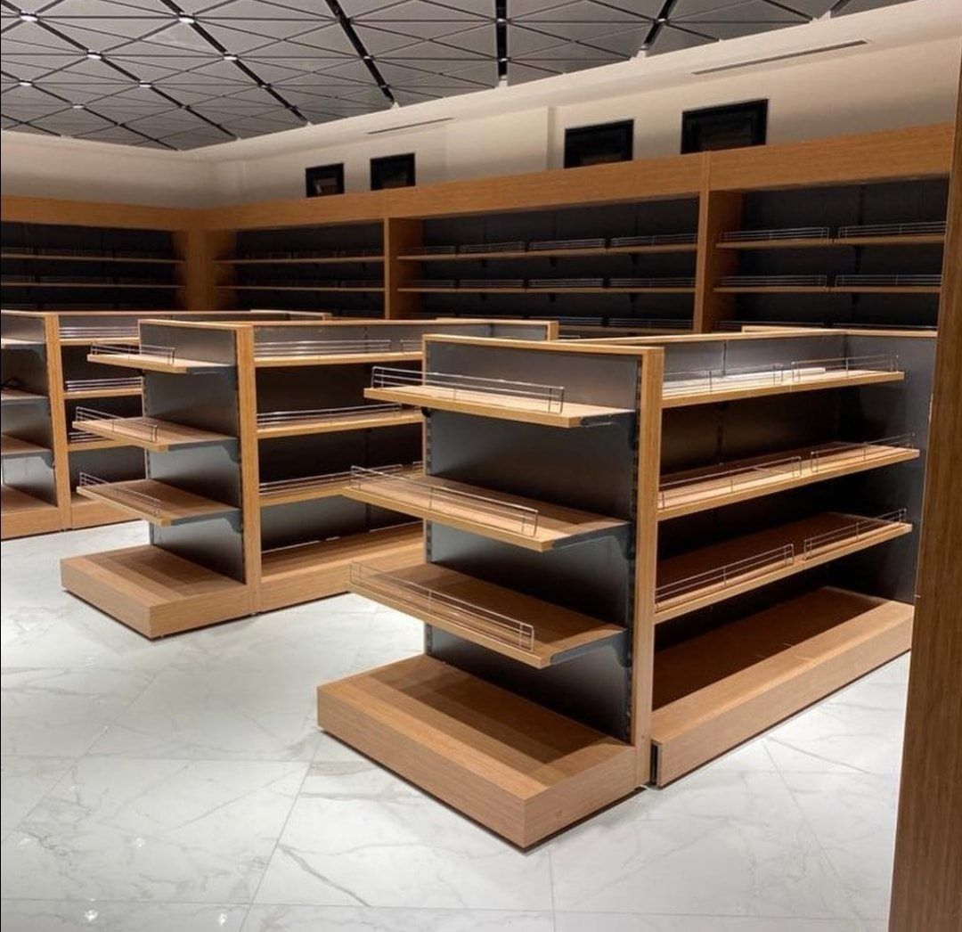 أرفف عرض منتجات خشب ارفف سوبر ماركت