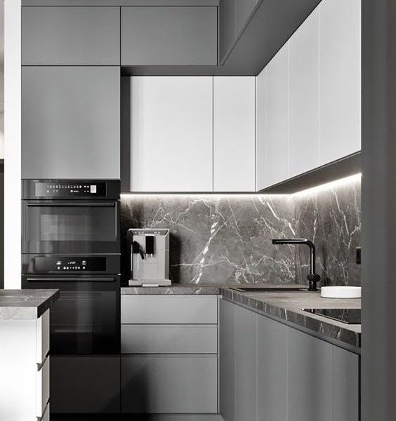 مطابخ بولي لاك رصاصي *أبيض